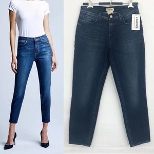 NWT L'AGENCE‎ Straight Leg Cropped Jeans Dark Rinse Wash Size 25 High Rise